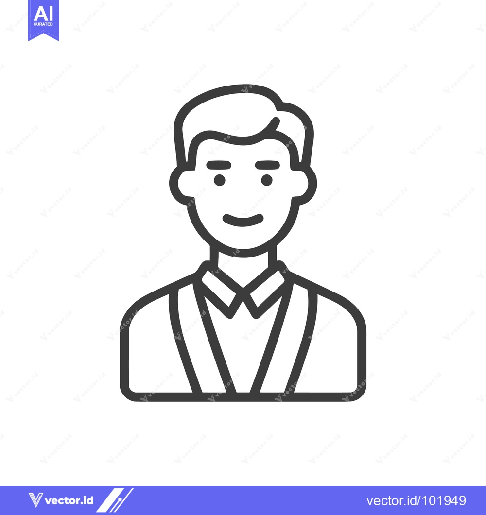 Premium Vector dari Modern Outline Icon of a Smiling Male Graduate in Academic Regalia