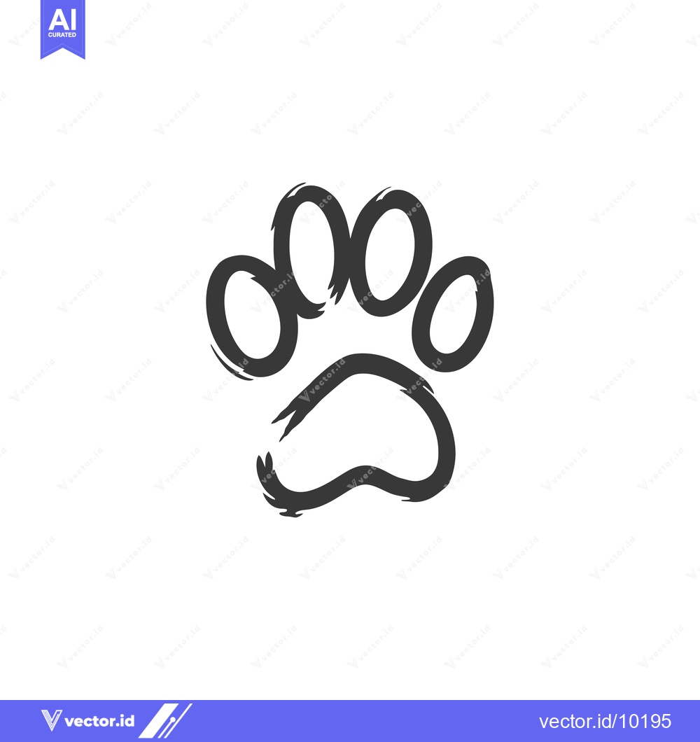 Premium Vector dari A Black And White Hand Drawn Paw Print