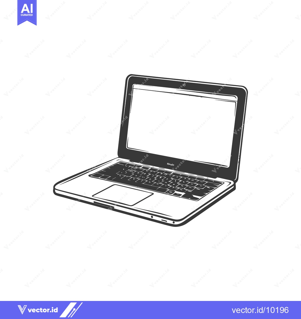Premium Vector dari A Black and White Hand-Drawn Sketch of a Laptop
