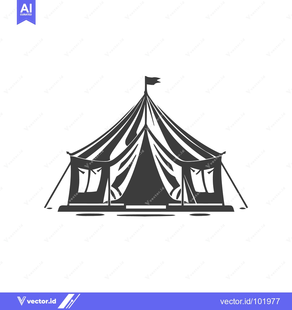Premium Vector dari Bold Graphic Silhouette of a Grand Circus Big Top Tent