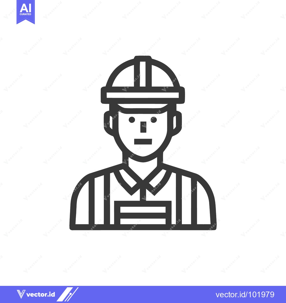 Premium Vector dari Minimalist Line Icon of a Construction Worker in Hard Hat and Safety V
