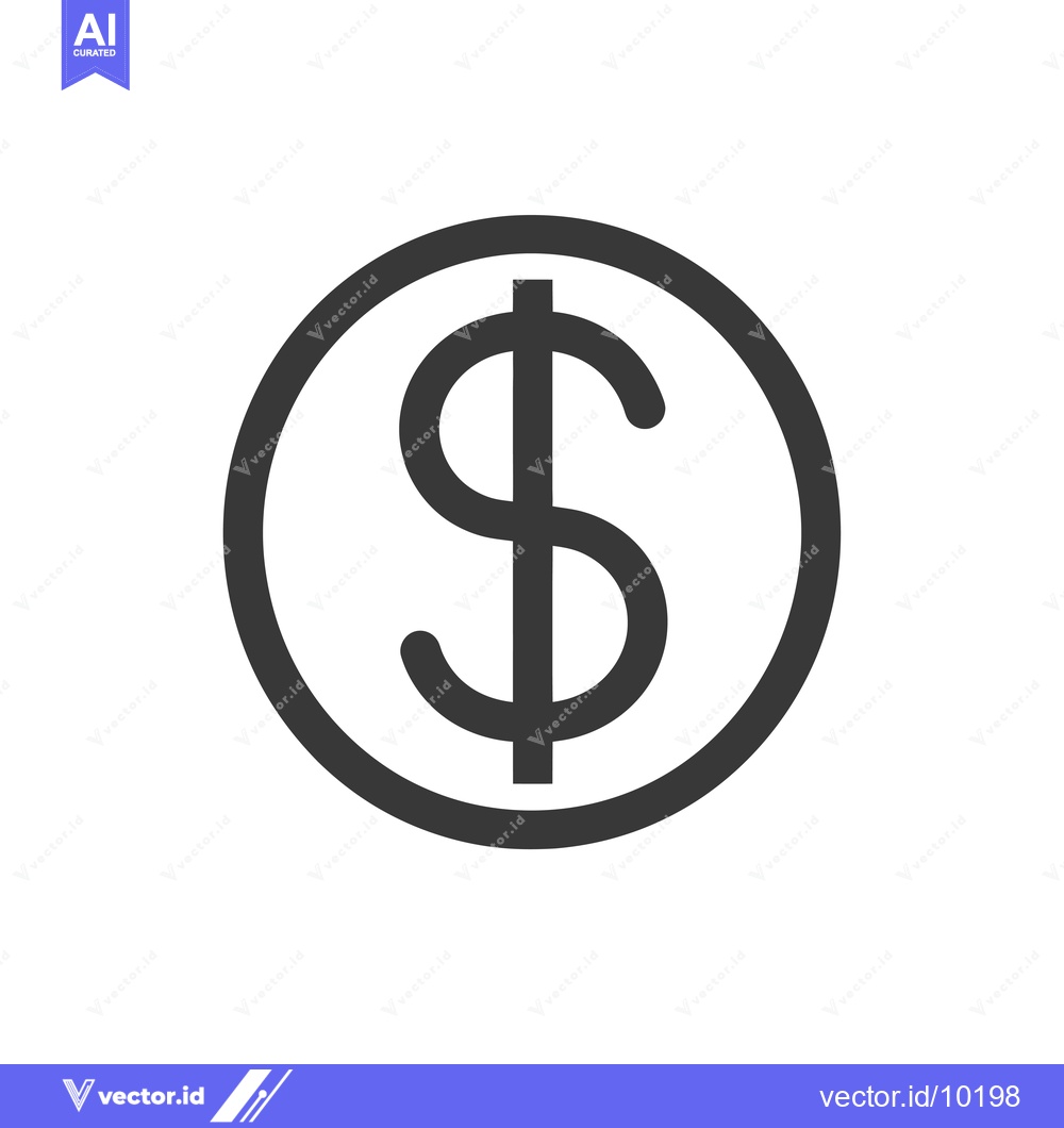 Premium Vector dari A Black and White Icon Depicting a Dollar Sign Enclosed in a Circle