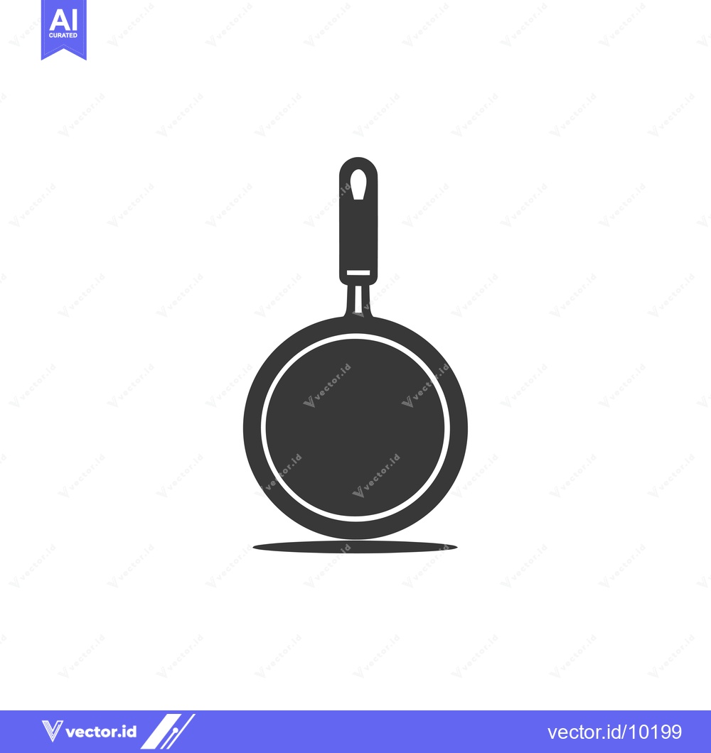 Premium Vector of A Black and White Icon Depicting a Frying Pan