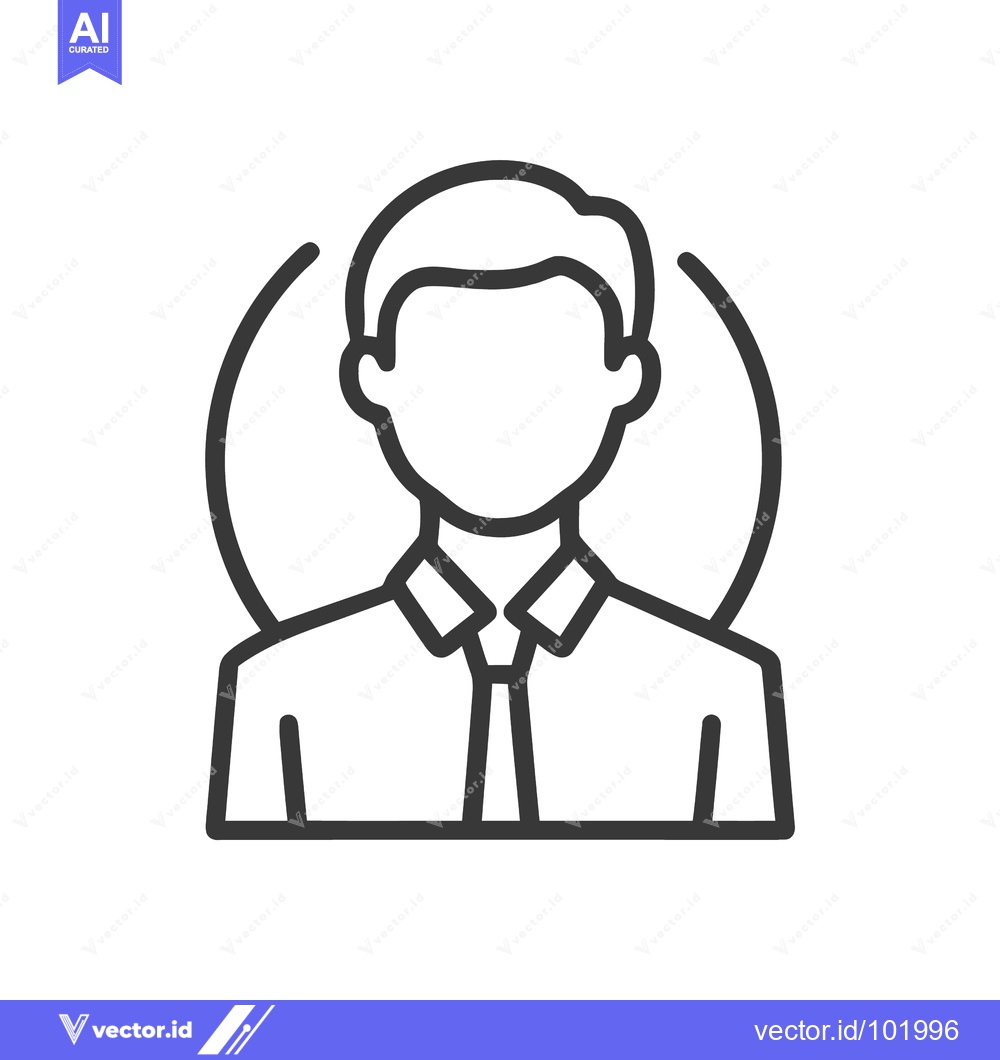 Premium Vector dari Modern Line Icon of a Faceless Businessman in a Circular Profile Frame