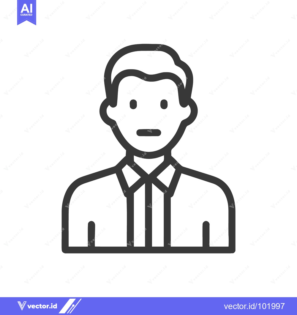 Premium Vector dari Minimalist Male Avatar Icon with Neutral Expression and Collared Shirt