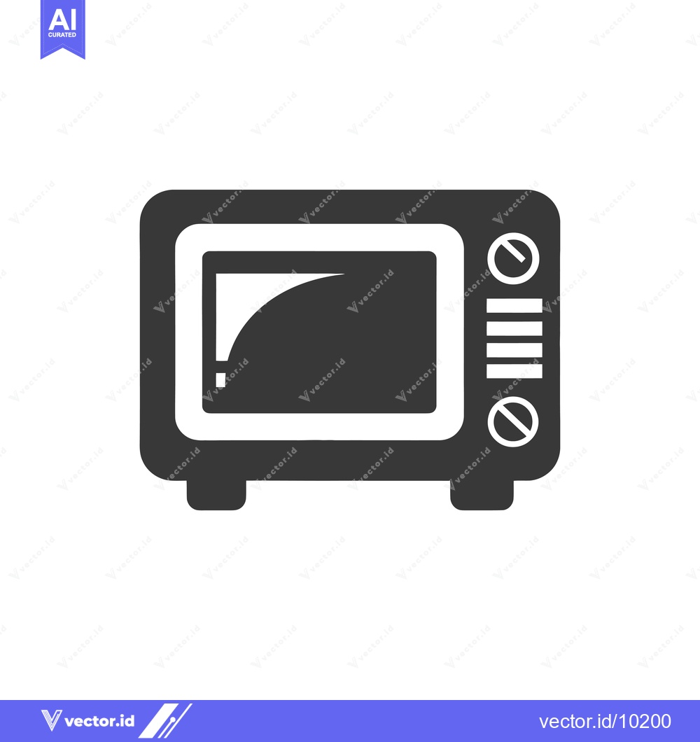 Premium Vector dari A black and white icon depicting a microwave oven