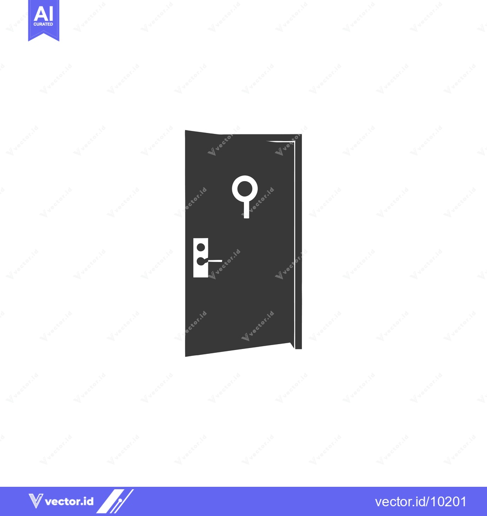 Premium Vector dari A Black and White Icon Depicting an Open Door with a Door Handle and K