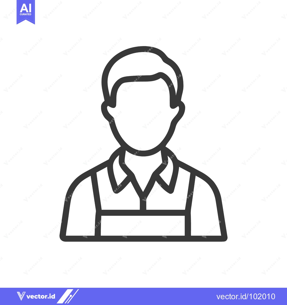 Premium Vector dari Faceless Male Worker in Apron, a Minimalist Line Art Avatar Icon