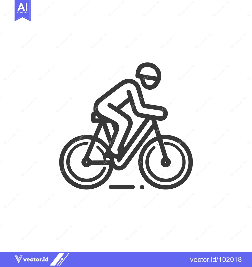 Premium Vector of Streamlined Cyclist Line Icon Depicting Speed and Motion