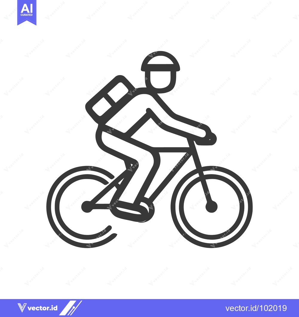 Premium Vector dari Dynamic Cyclist in Motion: A Bold, Minimalist Line Art Icon