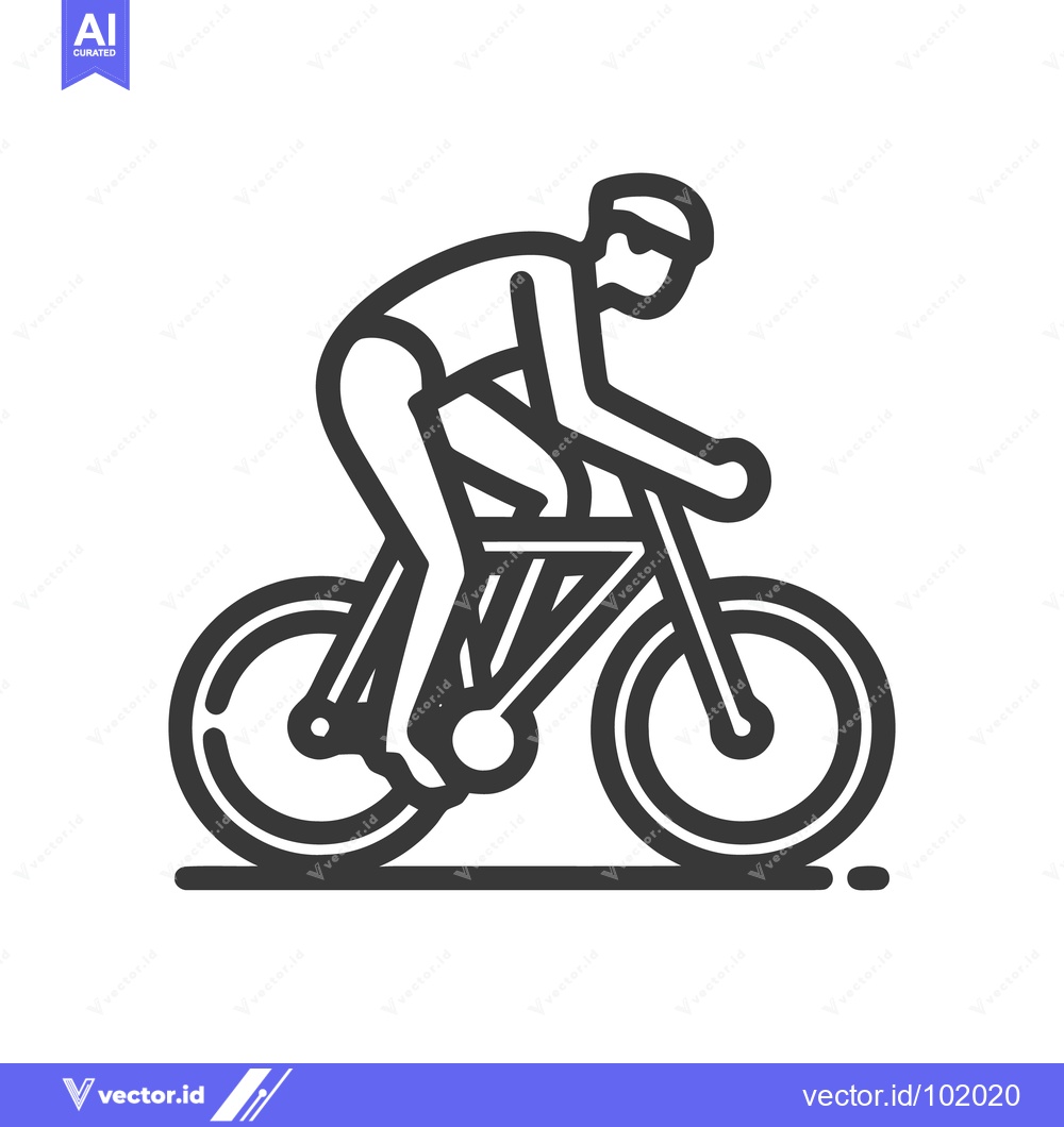 Premium Vector dari Sleek Monochrome Line Art Icon of a Racing Cyclist in Profile