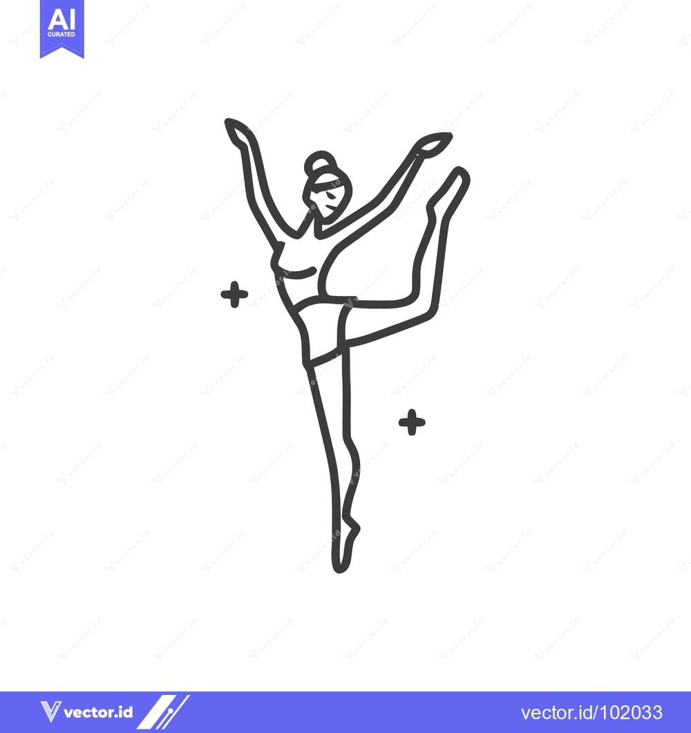 Premium Vector dari Elegant Gymnast in a Standing Split Pose, a Minimalist Line Art Icon o