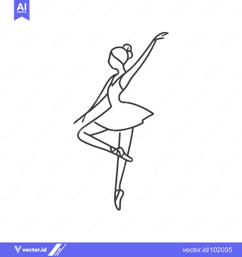 Premium Vector dari Elegant Ballerina in a Poised Arabesque: A Minimalist Monoline Illustr
