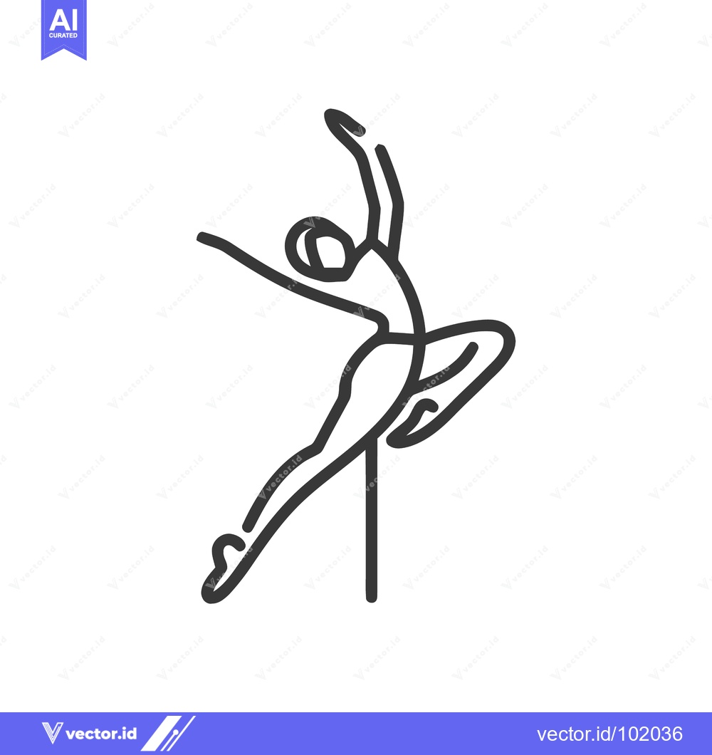 Premium Vector dari Graceful Pole Dancer in a Dynamic Pose, Minimalist Line Art Icon