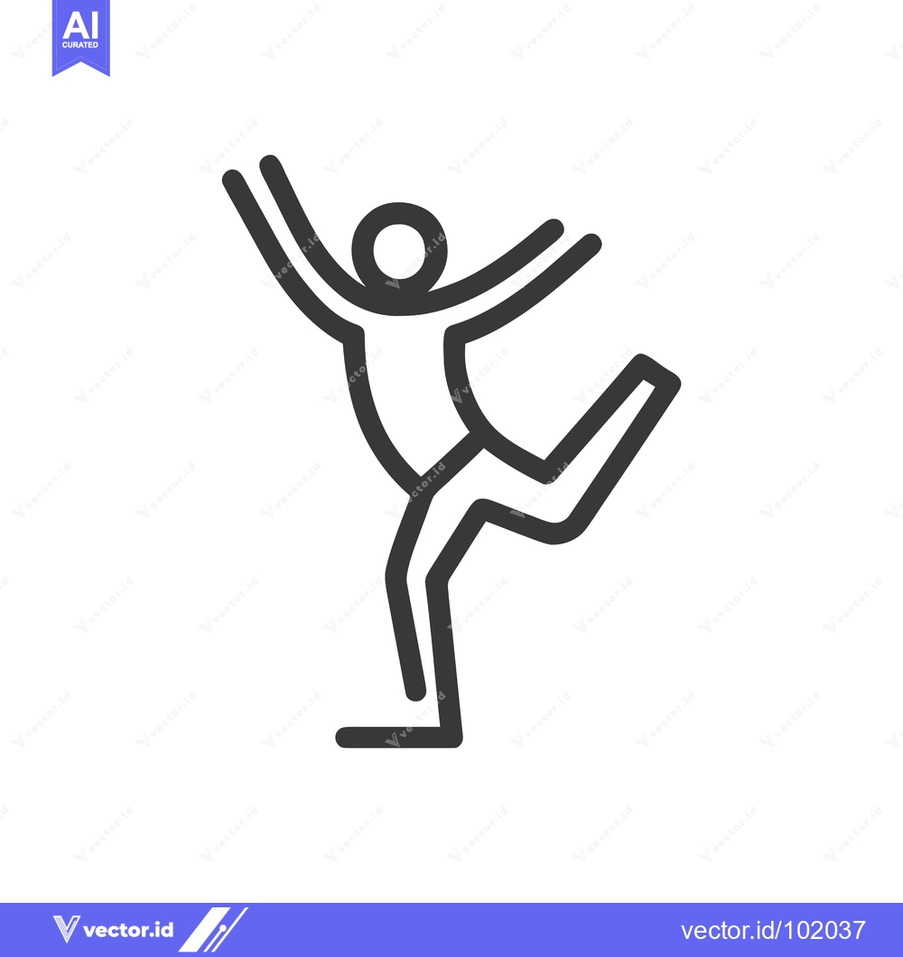 Premium Vector dari Joyful Dancing Figure with Raised Arms, Minimalist Line Art Icon