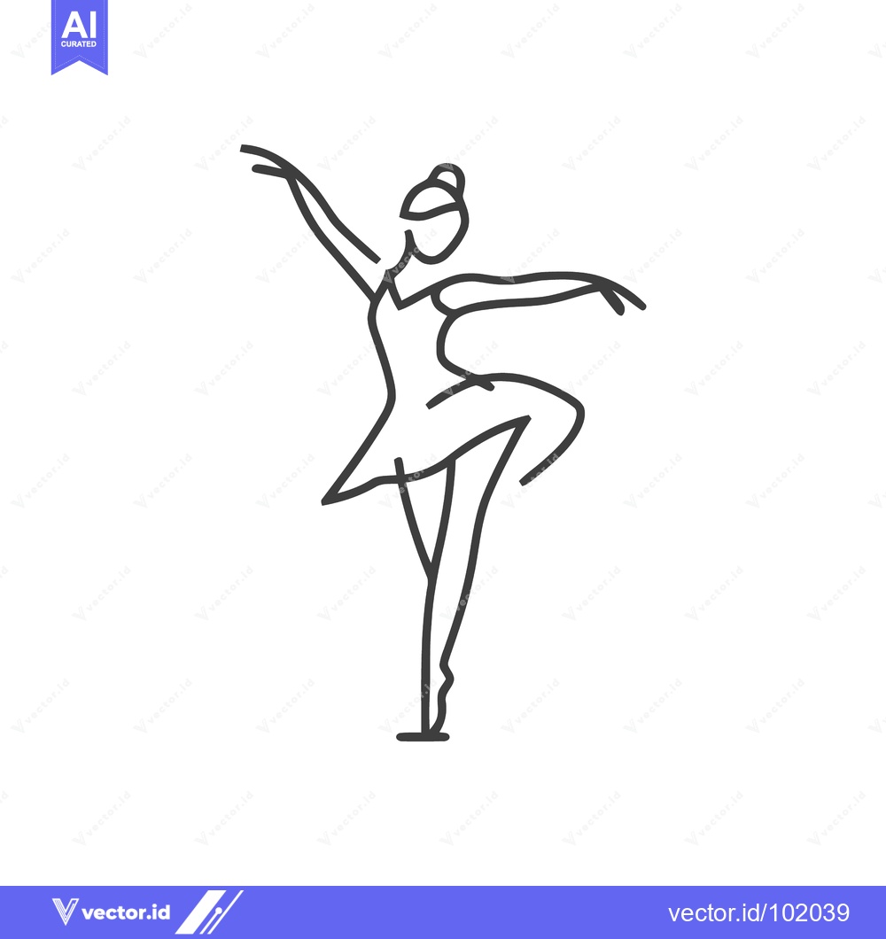 Premium Vector dari Dynamic Ballerina Pose Captured in Elegant, Continuous Line Art