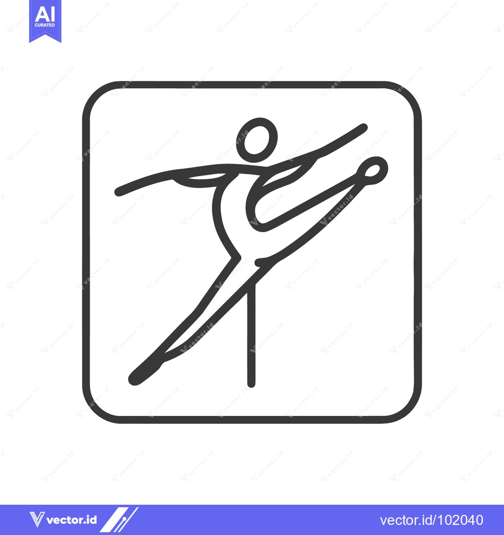 Premium Vector dari Dynamic line art icon of a gymnast performing a flexible standing spli