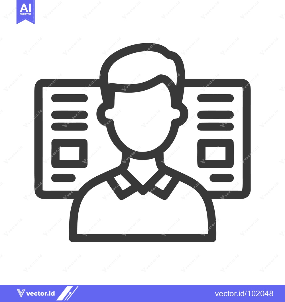 Premium Vector dari Presenter with Information Panels, a Minimalist Line Art Icon for Prof