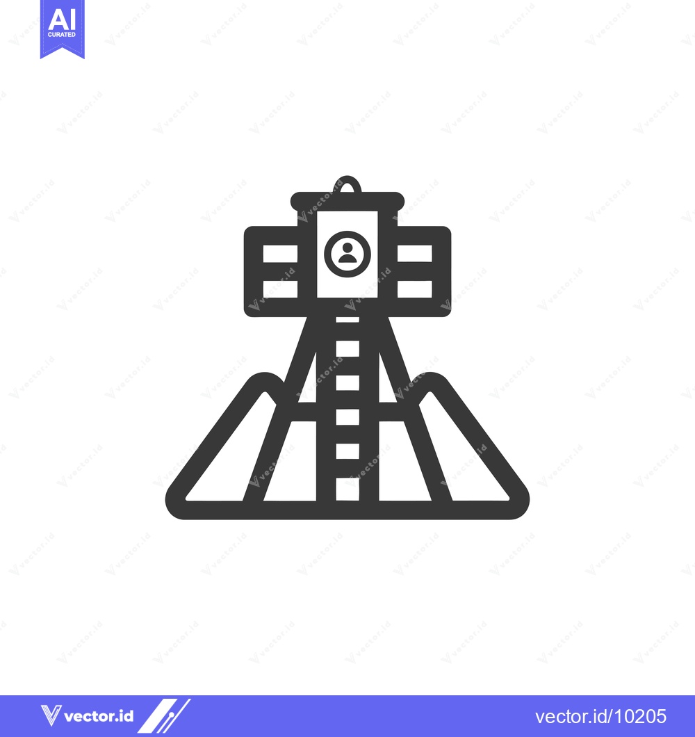 Premium Vector dari A black and white icon depicting a tower with a ladder and a person in