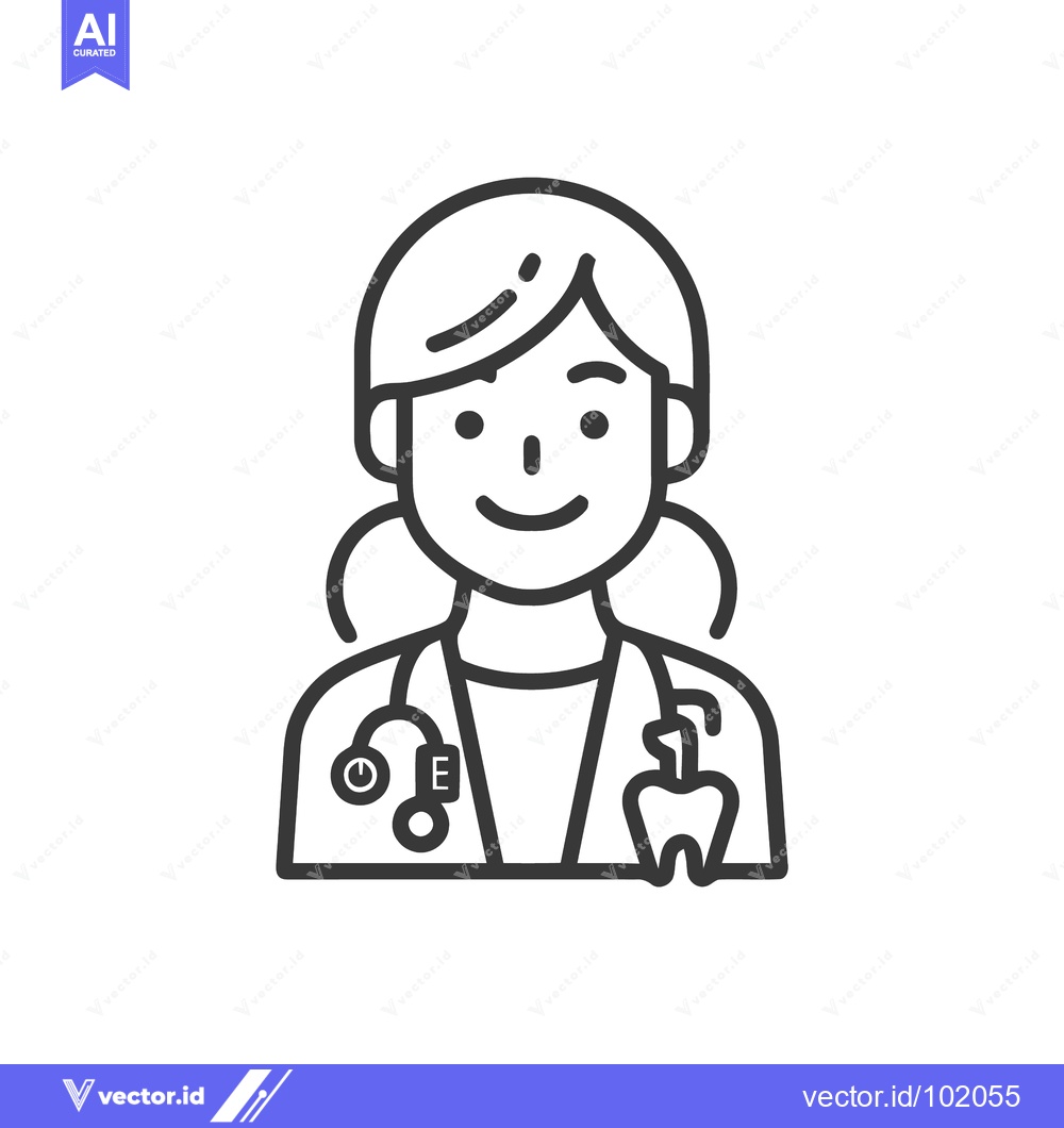 Premium Vector of Friendly Female Doctor Icon Combining General, Dental, and Vision Care