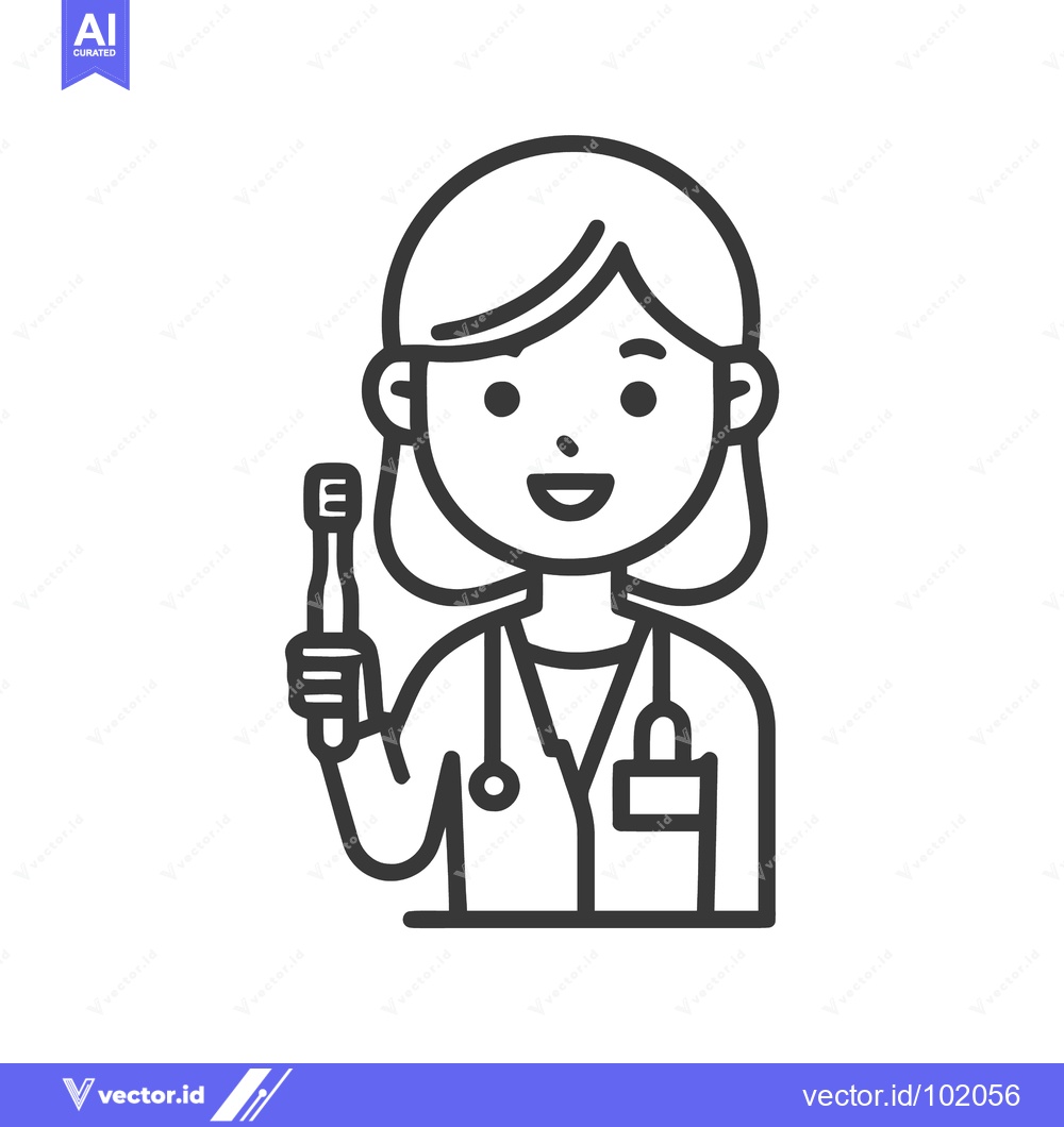 Premium Vector dari Clean Line Art Icon of a Smiling Female Dentist Promoting Oral Health
