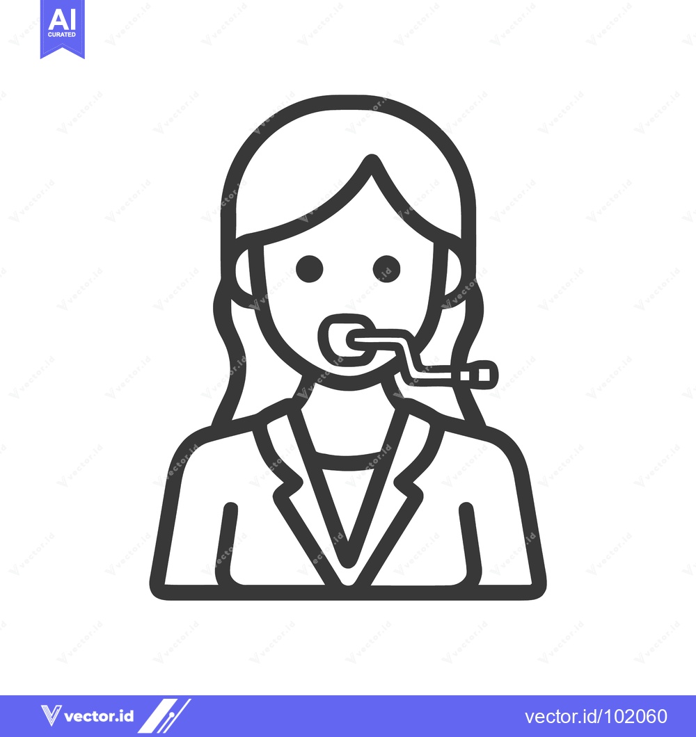 Premium Vector of Minimalist Line Art Icon of Woman with Snorkel for Aquatic Leisure and