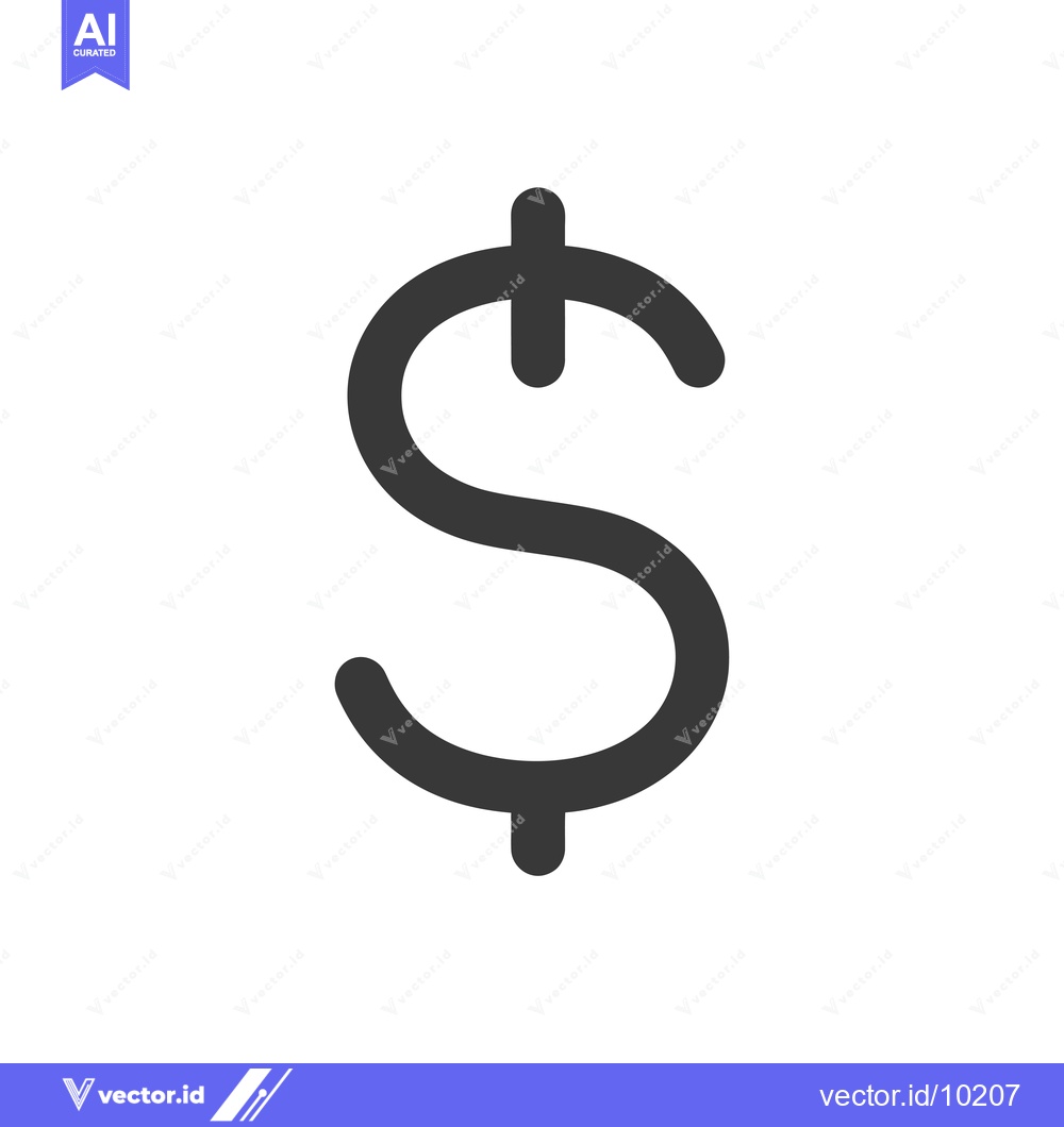 Premium Vector of A Black and White Icon Depicting the US Dollar Sign
