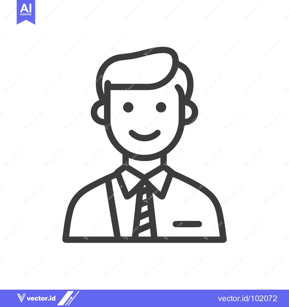 Premium Vector of Professional Male Avatar: Simple Outline Icon of a Man in a Shirt and