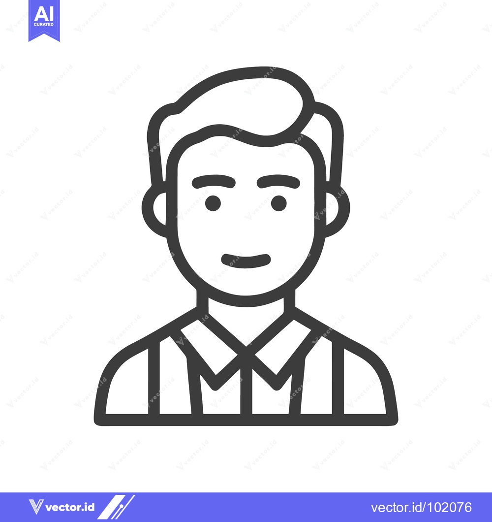 Premium Vector dari Modern Outline Icon of a Man in a Striped Collared Shirt