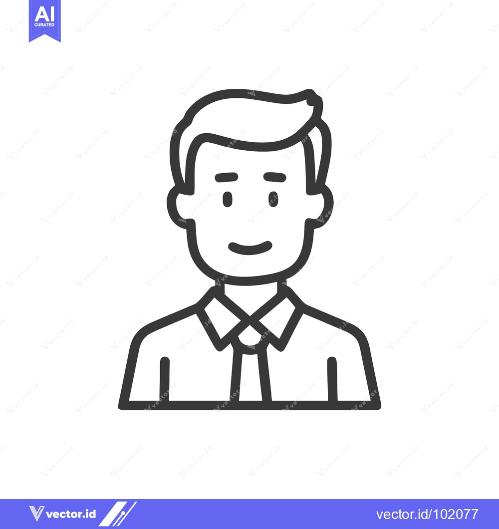 Premium Vector dari Smiling Man Icon: Simple Black Line Art Avatar of a Professional Male