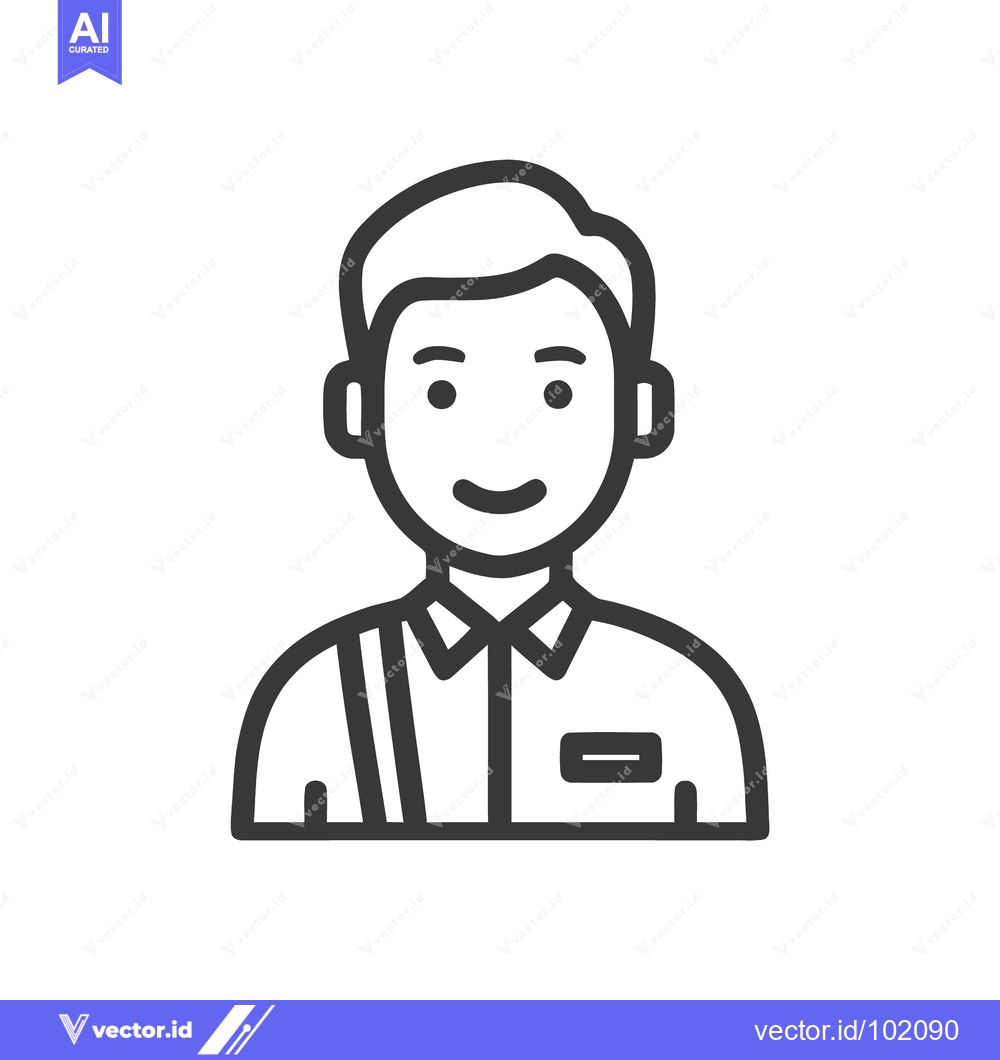 Premium Vector of Happy Male Avatar Icon in Modern Outline Style, Professional User Prof