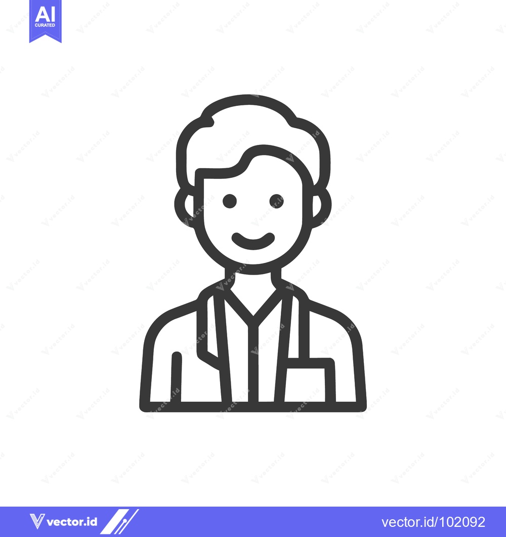 Premium Vector of Smiling Male Professional in Lab Coat, a Minimalist Bust Portrait Line
