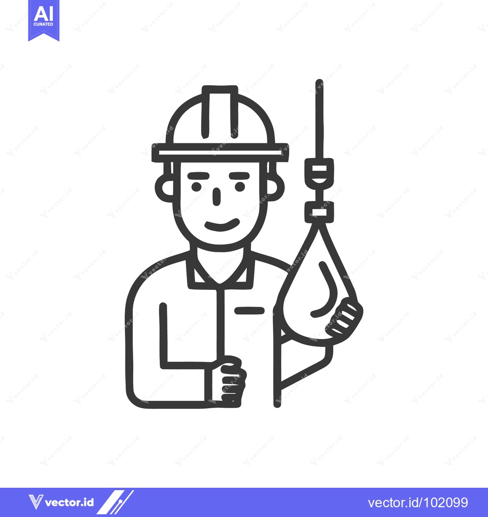 Premium Vector dari Smiling Construction Worker Operating a Crane Lever, Minimalist Line A