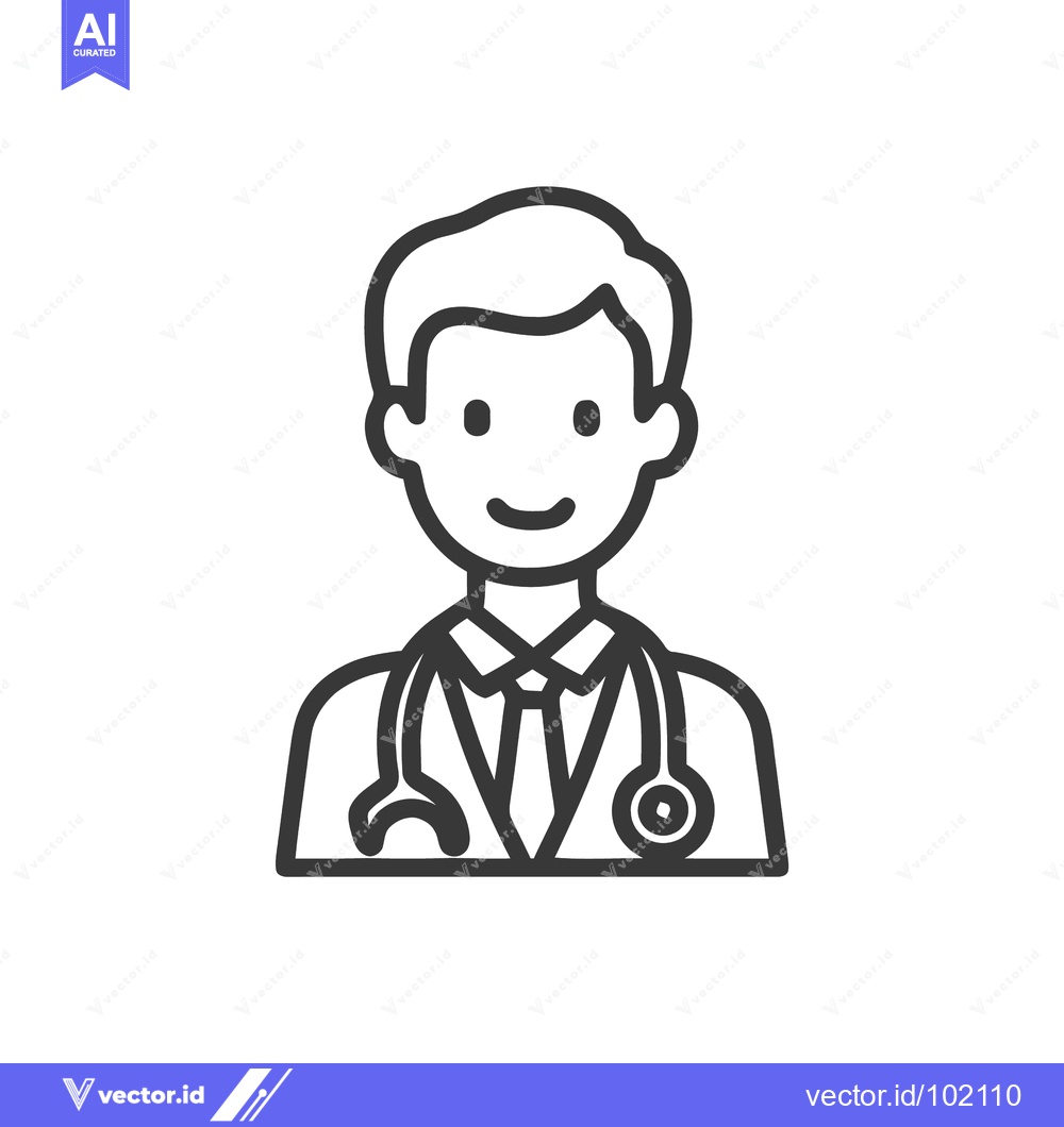 Premium Vector of Friendly Male Doctor with Stethoscope, Minimalist Medical Professional
