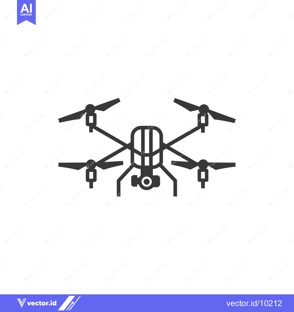 Premium Vector of A black and white icon of a drone with four propellers and a camera