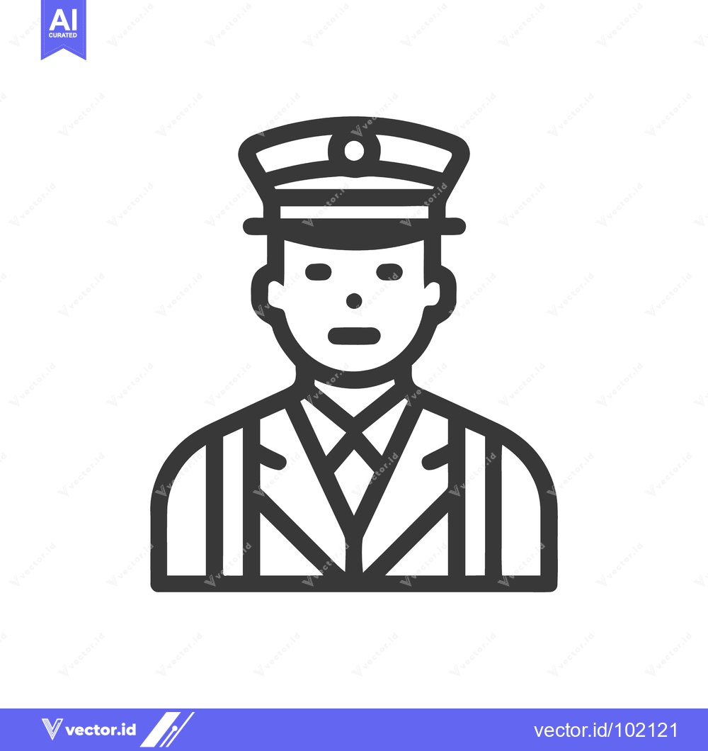 Premium Vector dari Stoic Professional in Uniform, a Minimalist Geometric Line Art Icon