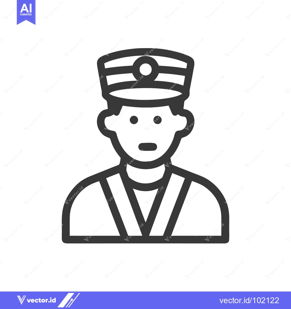 Premium Vector dari Minimalist Bellhop Icon with Uniform and Cap, Bold Line Art