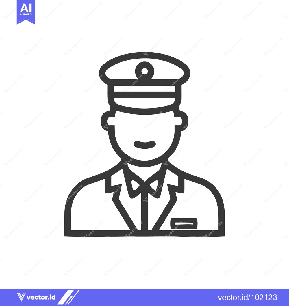 Premium Vector of Professional Chauffeur or Doorman Line Art Icon in Formal Uniform