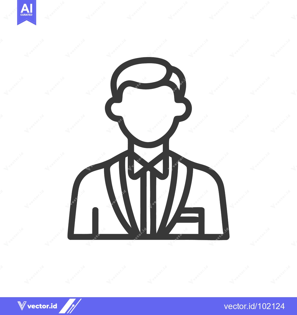 Premium Vector dari Sleek Line Art Icon of a Faceless Professional in a Suit and Bow Tie