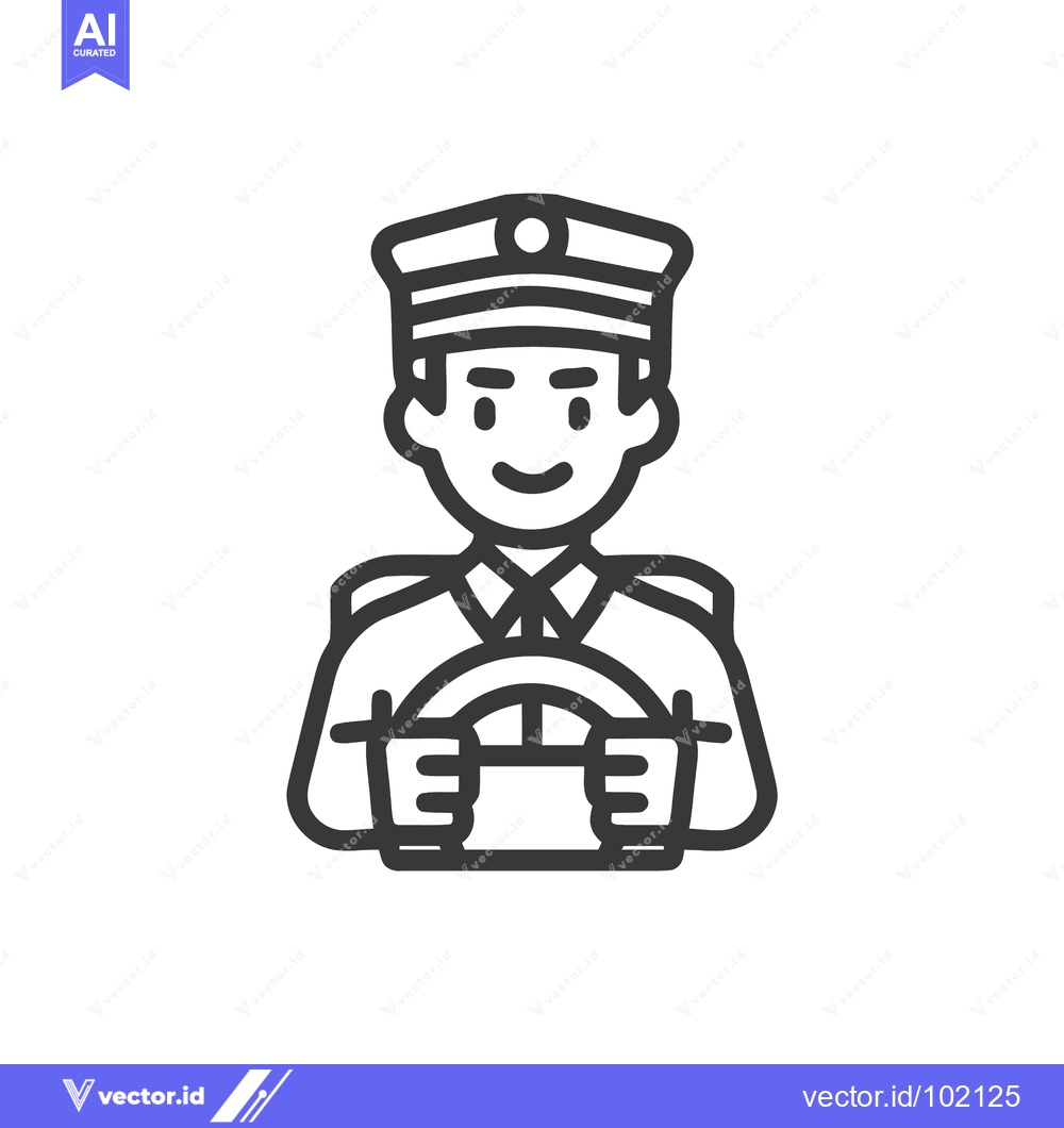 Premium Vector dari Friendly Chauffeur at the Wheel, a Minimalist Line Art Icon