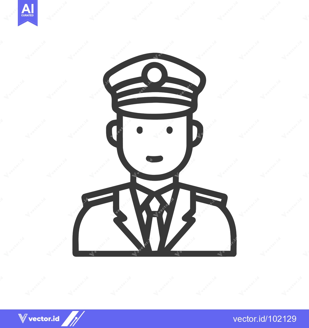 Premium Vector dari Minimalist Line Art Icon of a Uniformed Officer Bust Portrait