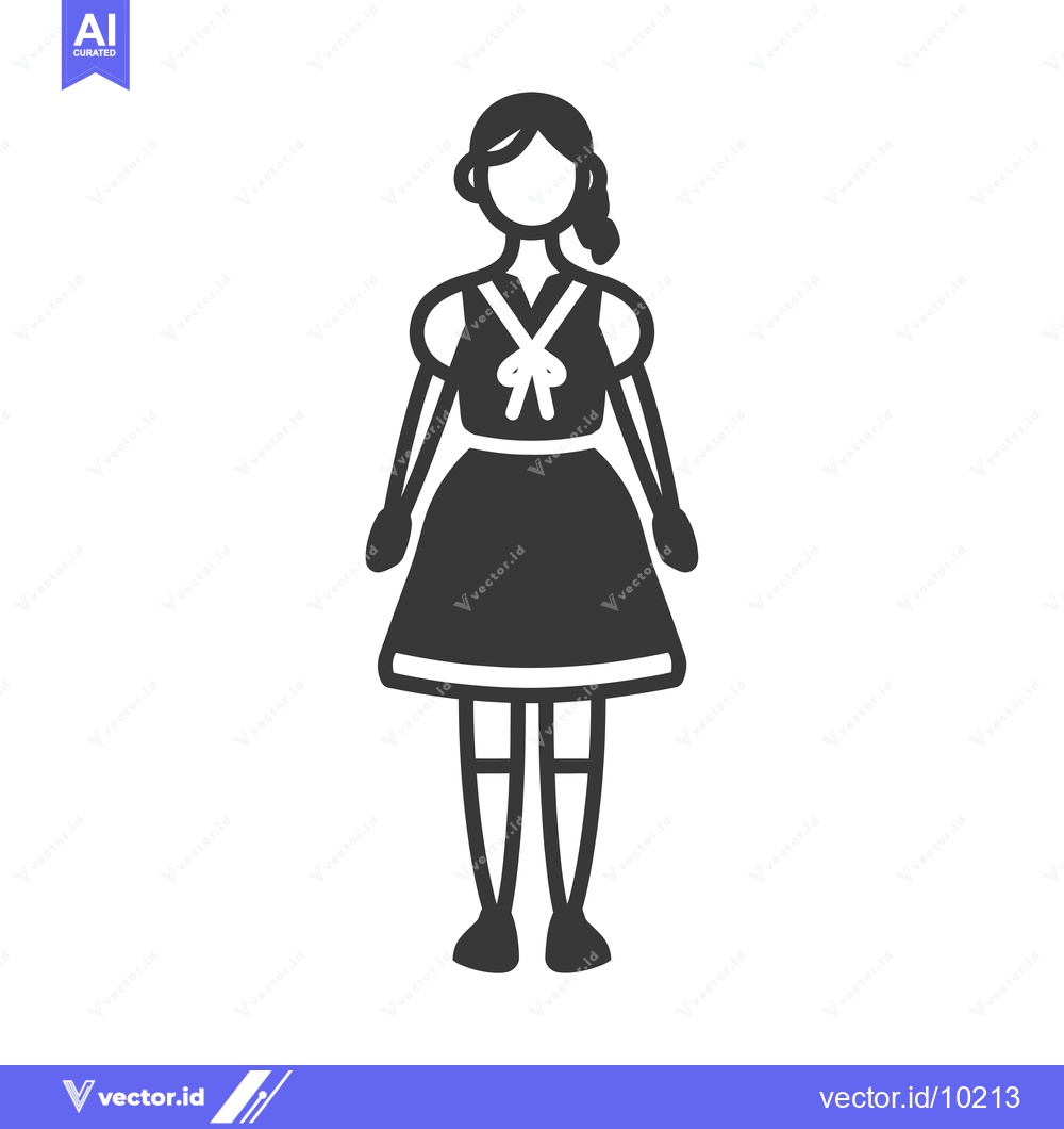 Premium Vector dari A Black and White Icon of a Girl Wearing a Dress and Socks