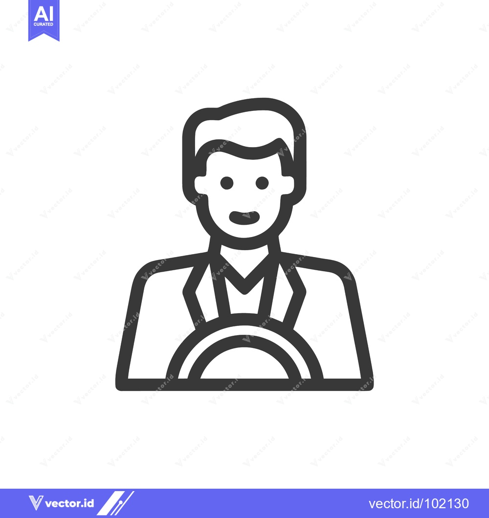 Premium Vector dari Professional Male Driver at the Wheel, a Clean Minimalist Line Icon
