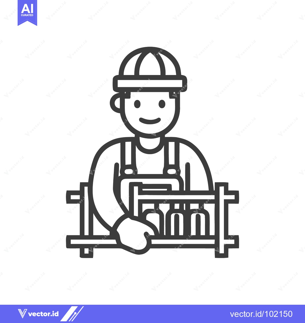 Premium Vector dari Friendly Worker in Overalls Carrying a Crate of Bottles, Minimalist Li