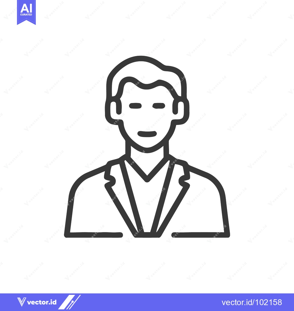 Premium Vector of Minimalist line icon of a male professional in a suit, a simple user a
