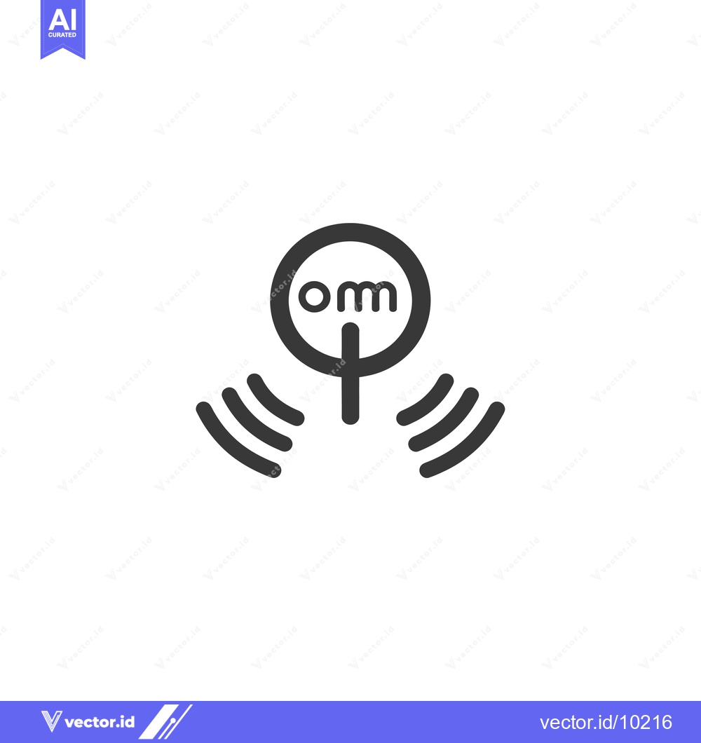 Premium Vector of A black and white icon of an om symbol with sound waves