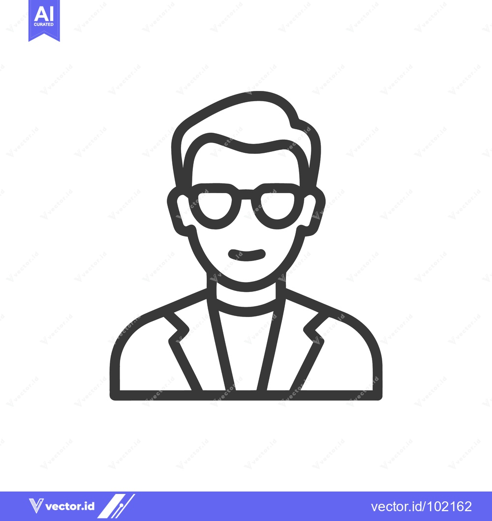Premium Vector dari Sleek Line Art Icon of a Professional Man with Glasses and Jacket