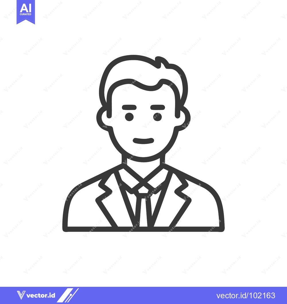 Premium Vector of Professional Businessman Avatar, Modern Minimalist Line Art Icon