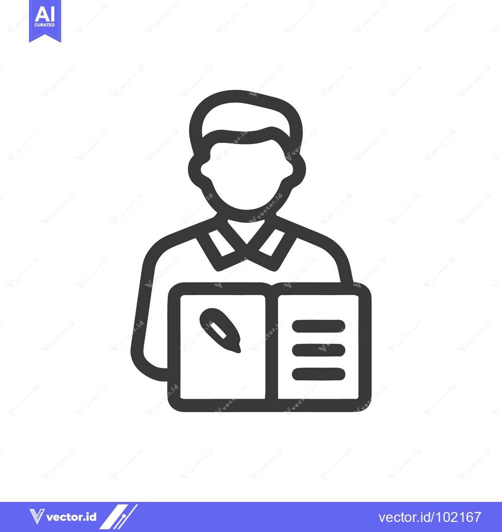 Premium Vector dari Modern Outline Icon of a Student or Writer Taking Notes in a Book