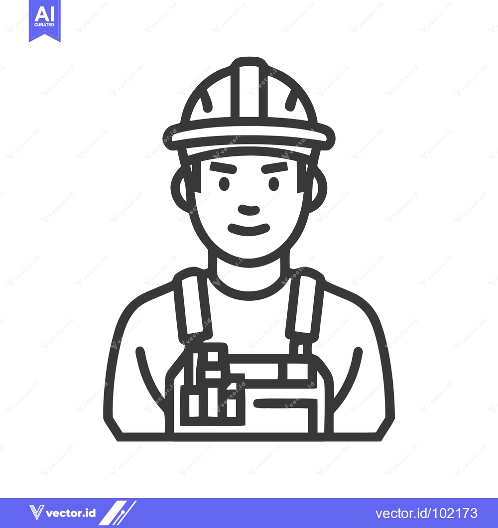 Premium Vector dari Professional Builder Icon in Bold, Minimalist Line Art Style